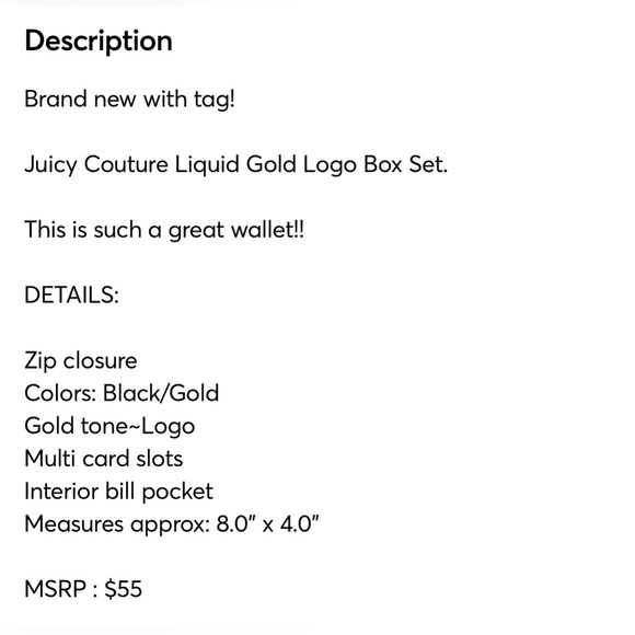❌SALE❌Juicy Couture Liquid Gold Logo Box Set - Black/Gold NIB - Picture 6 of 8